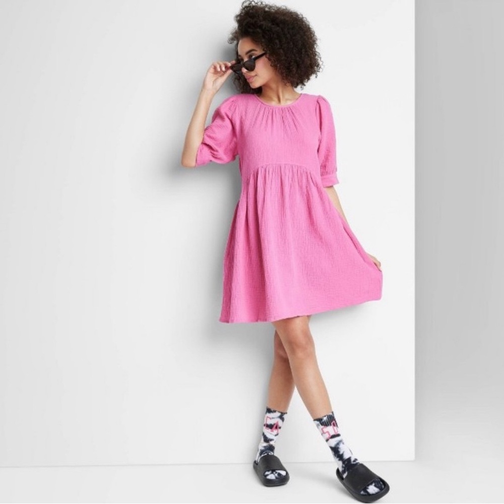 Ascot + Hart Puff sleeve A Line Babydoll dress